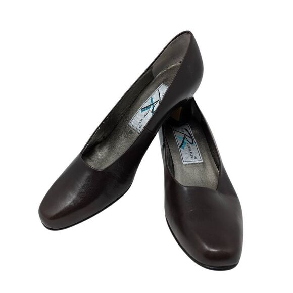 Ross Hommerson 7 Dark Brown Comfort Heels NWD Pumps Vintage Career Librarian - Picture 2 of 11